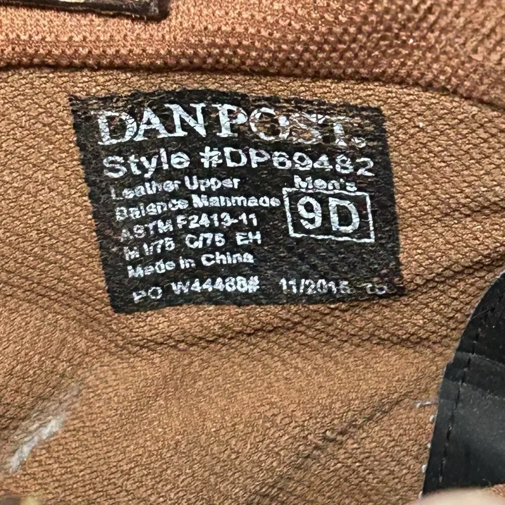 Dan Post Blayde Steel Toe Work Boot Saddletan Mens Size 9D Distressed Steel Toe